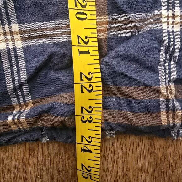 L.L. Bean Signature Women's L Grayish Blue Plaid 1/4 Button Pullover Drawstring - Picture 12 of 14